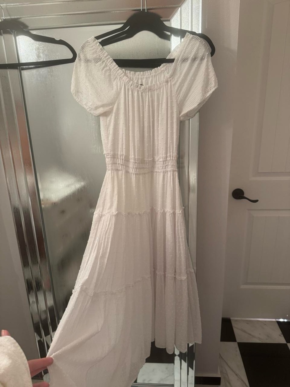 Tommy Hilfiger White Tiered Puff-Sleeve Maxi Dress